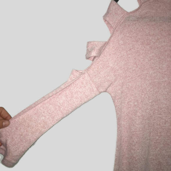 Poof Girl Pink Cold Shoulder Sweater Tunic Cutout - Picture 4 of 6